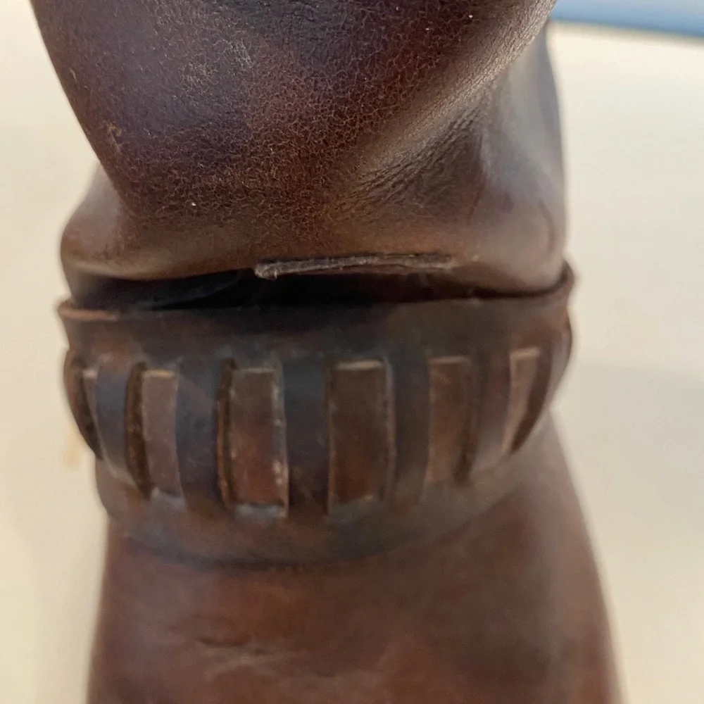 Vintage Sage Men’s Dark Brown Distressed Authentic Leather Cowboy Boots - Picture 6 of 10